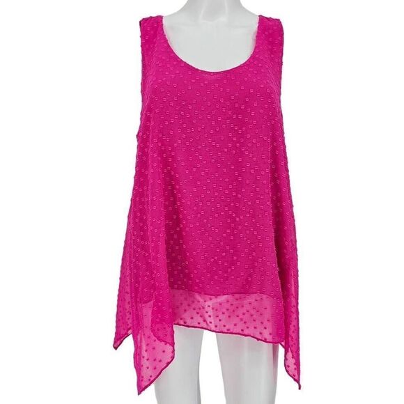 CeCe Dotted Textured Tank Magenta Pink L - Picture 1 of 5